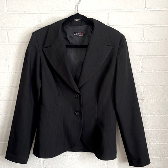🦋3/40 VINTAGE Fitted Black Blazer Suit Jacket (7) - Picture 1 of 16